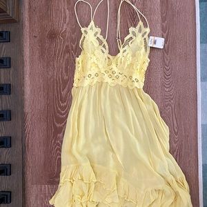 Small Free People yellow mini dress